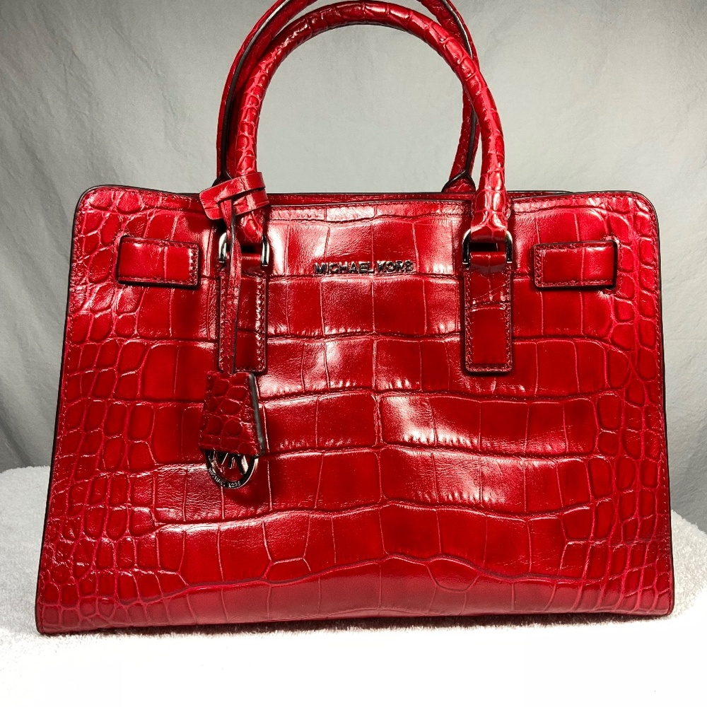 NWOT - Michael Kors Red Croc Satchel Tote Crossbody